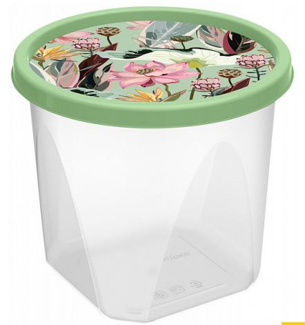 Контейнер для продуктов круглый 1,75л с декором (зелёный)